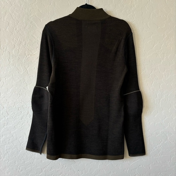 Smartwool Intraknit Merino Wool Military Olive Green Quarter Zip Sweater Top S - Picture 8 of 13